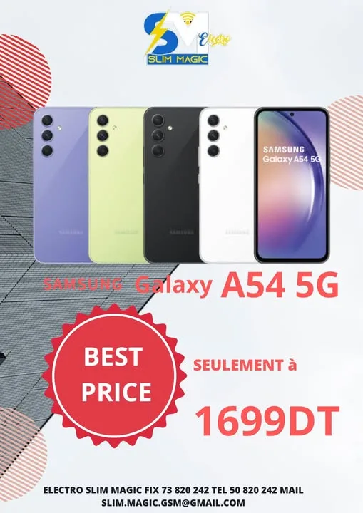 Publication : Samsung Galaxy A54 5G à 1699 DT